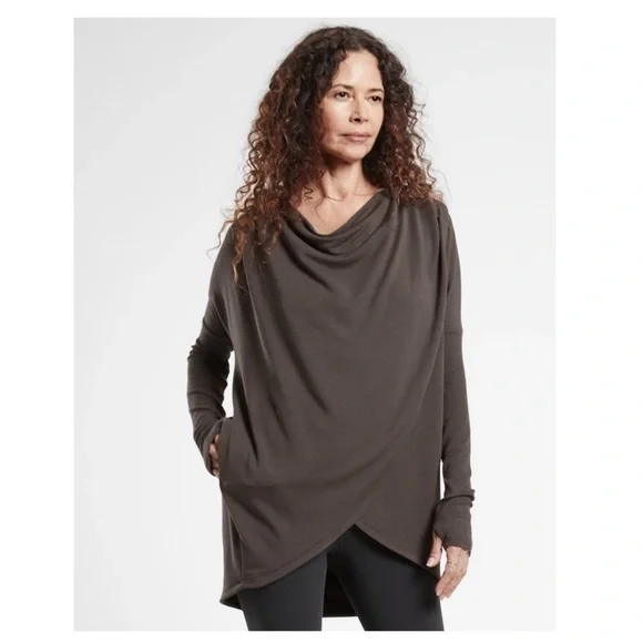 Athleta Purana Wrap Sweatshirt // Walnut Brown - Picture 2 of 8